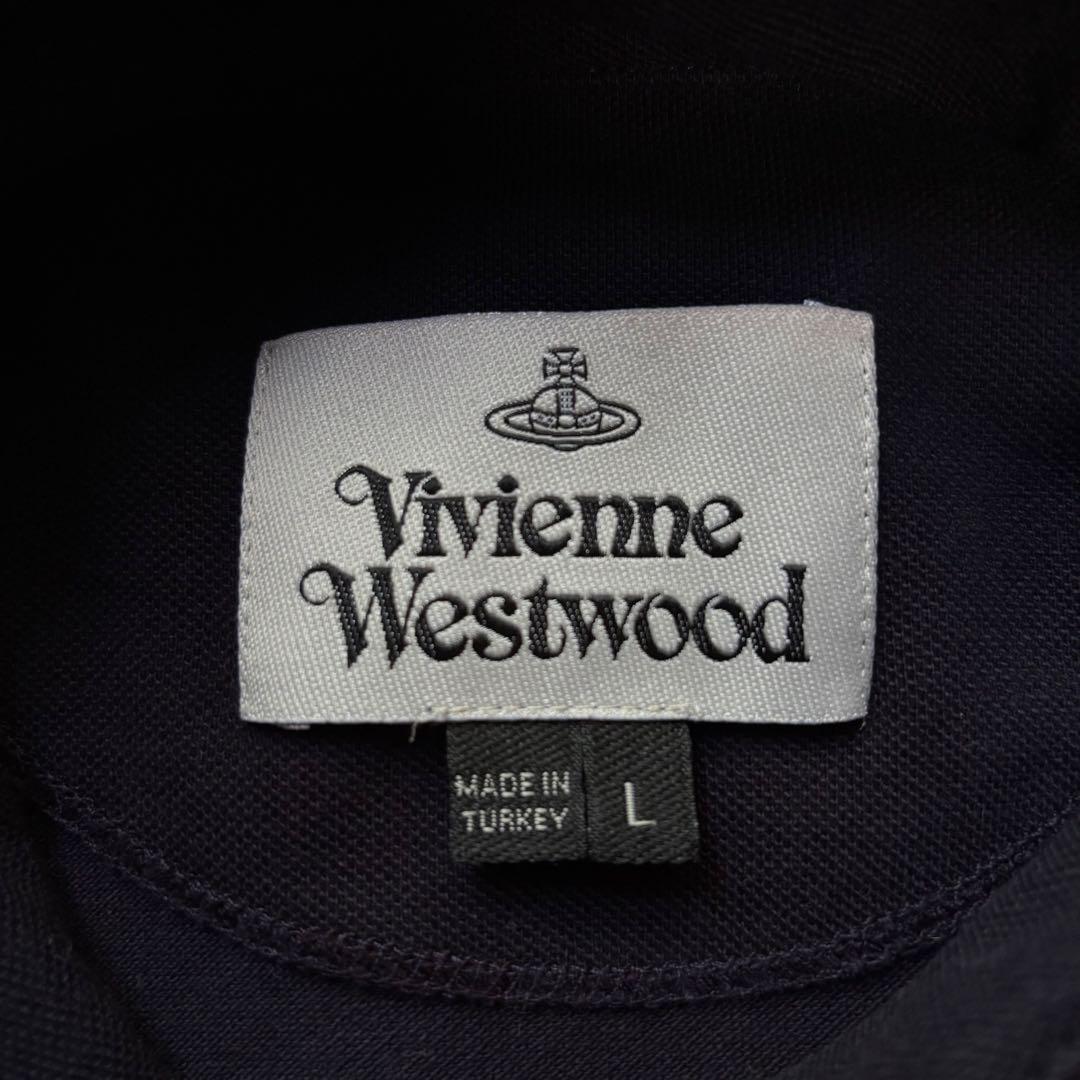 ヴィヴィアン・ウエストウッド　長袖ポロシャツ　Lサイズ　刺繍ロゴ　ブラック　古着