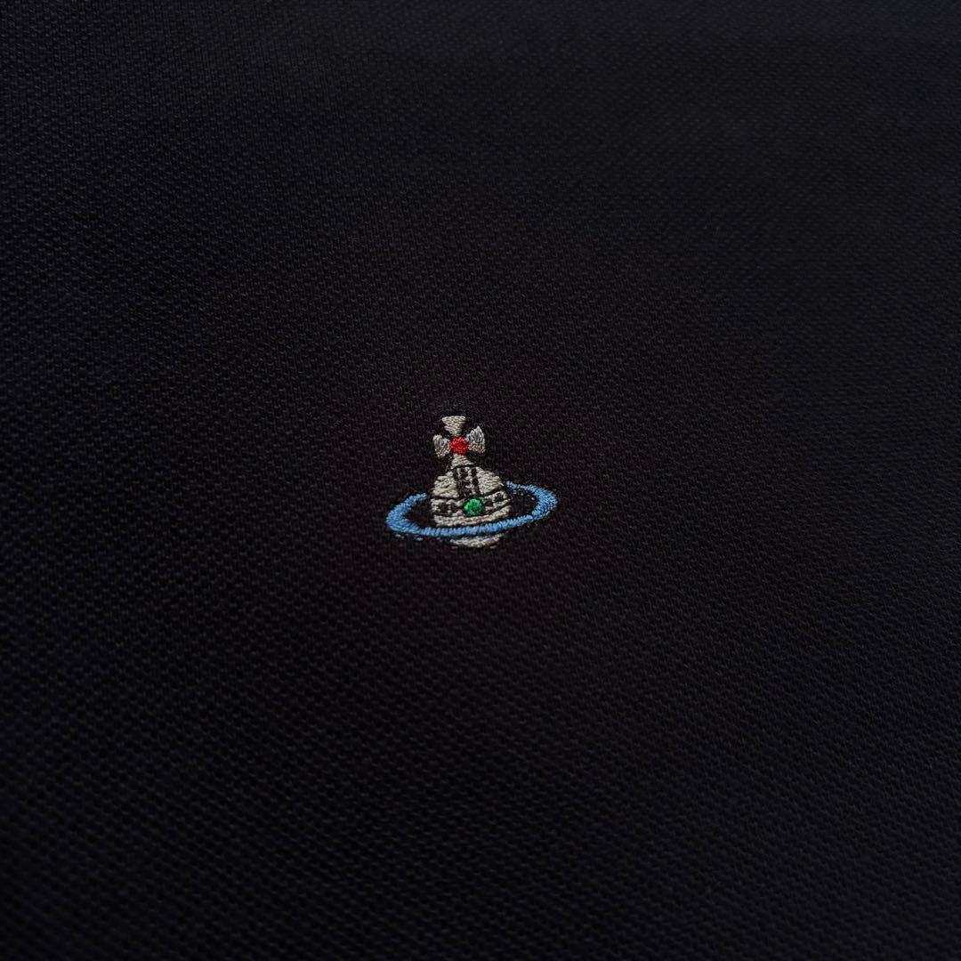 ヴィヴィアン・ウエストウッド　長袖ポロシャツ　Lサイズ　刺繍ロゴ　ブラック　古着