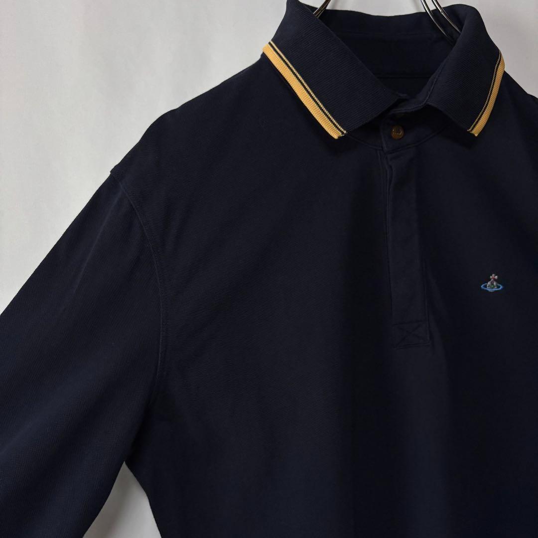 ヴィヴィアン・ウエストウッド　長袖ポロシャツ　Lサイズ　刺繍ロゴ　ブラック　古着