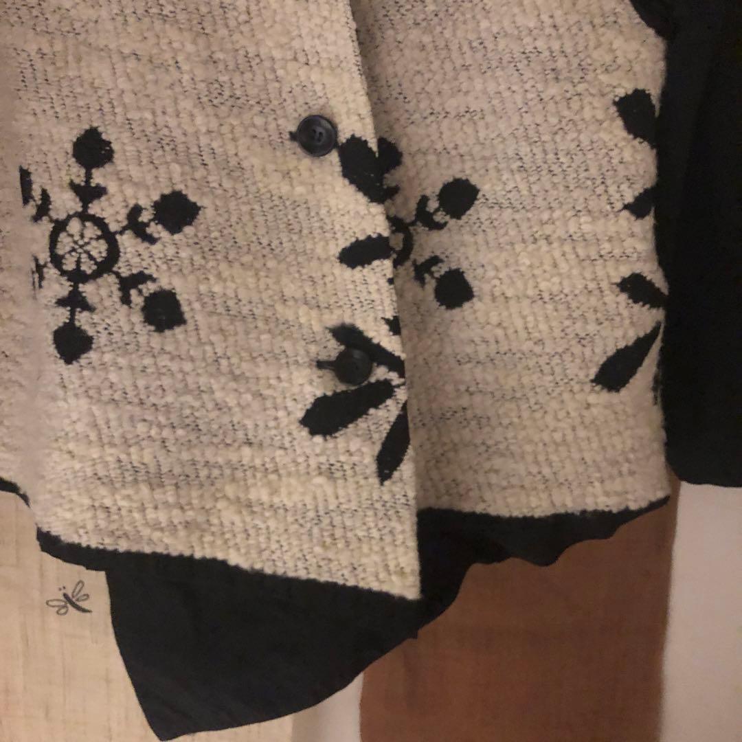 センソユニコ慈雨ノーカラーアシンメトリージャケット