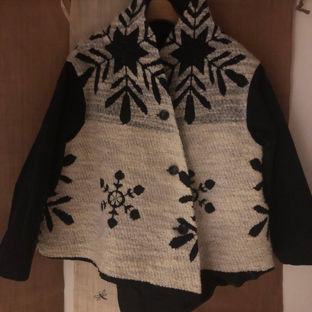 センソユニコ慈雨ノーカラーアシンメトリージャケット