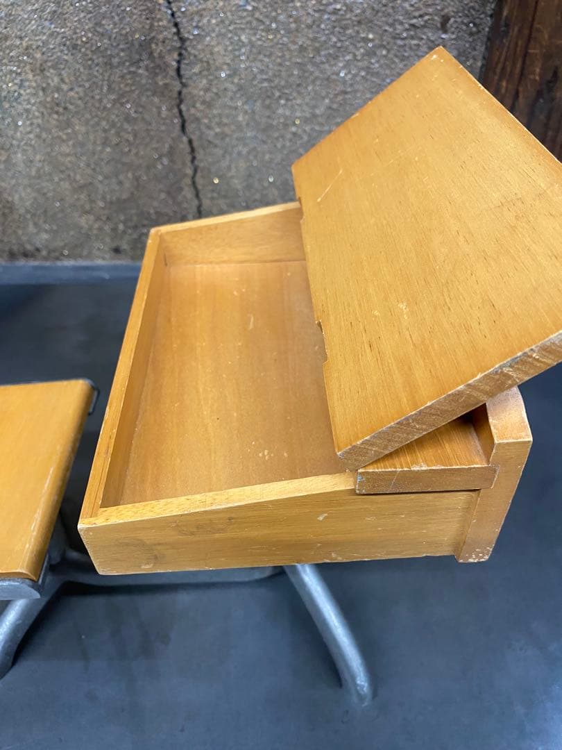 ヴィンテージ ミニチュア 学習デスク&チェア 木製 収納付き vintage
