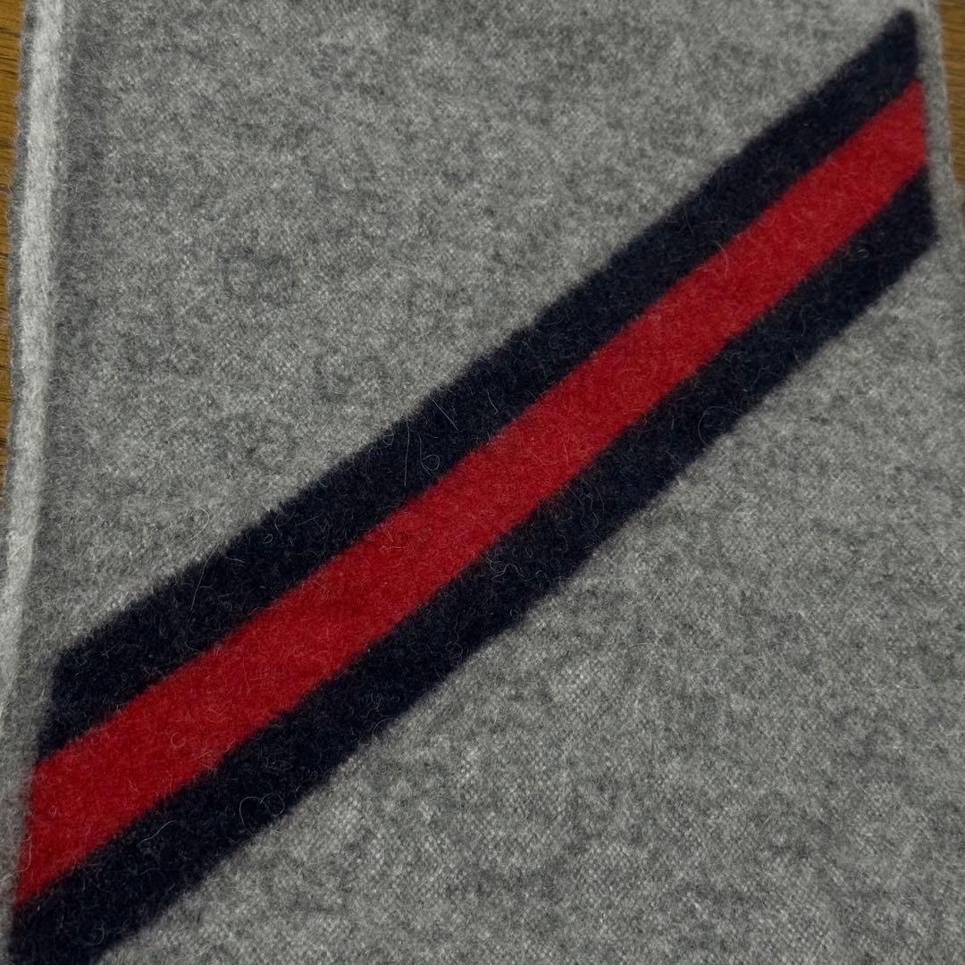 定番✨GUCCI グッチ　マフラー　GG柄　シェリーライン　フリンジ　グレー