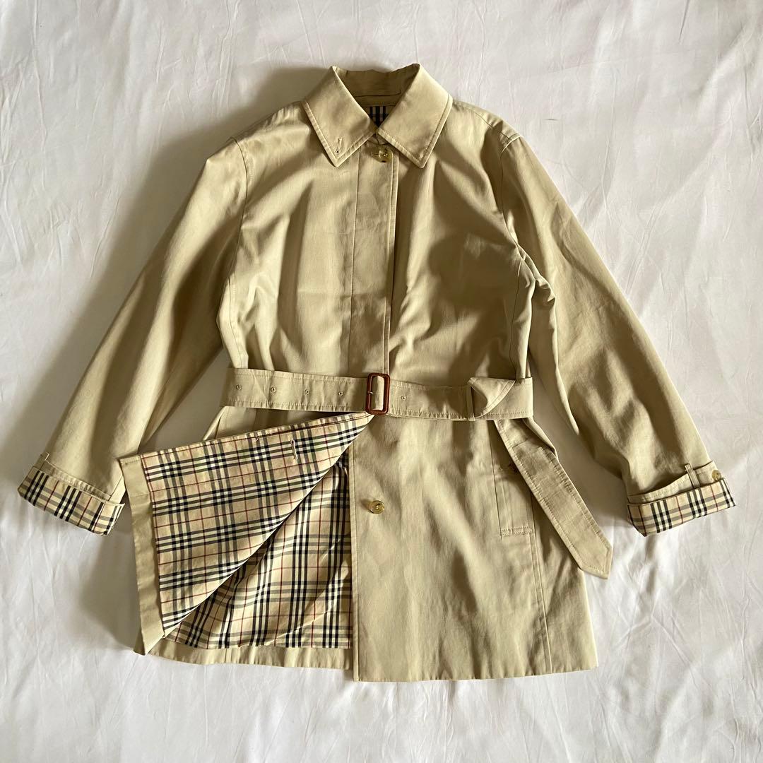 美品✨バーバリーロンドン ノバチェック ステンカラーショートコート Aライン L