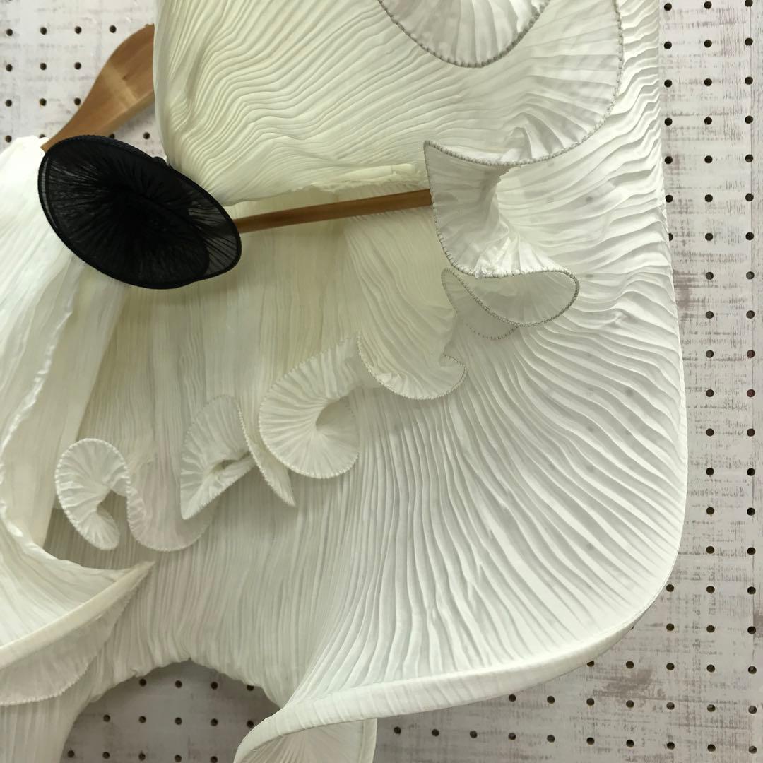 フレンチ 和 モード 古着 コサージュ付 3D アコーディオンプリーツケープ