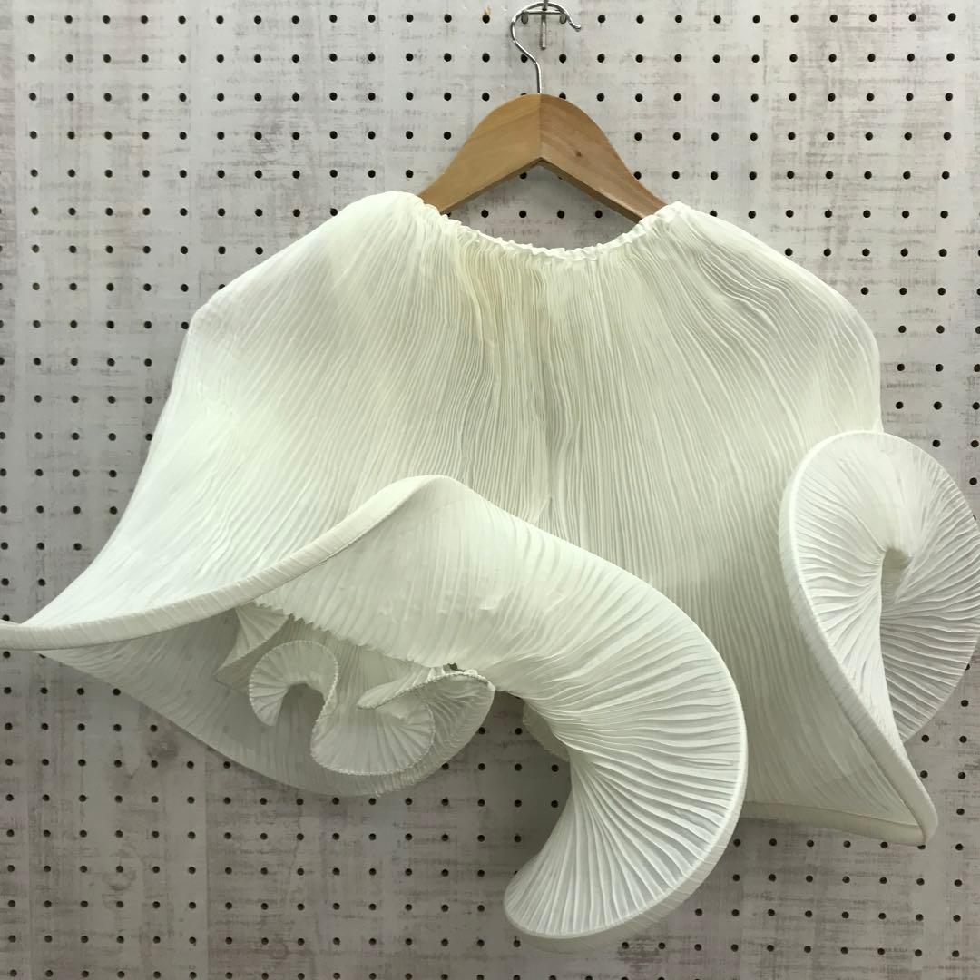 フレンチ 和 モード 古着 コサージュ付 3D アコーディオンプリーツケープ