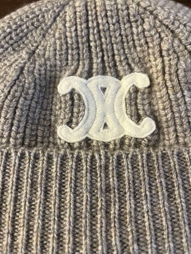 【m】CELINE 定番ニット帽 グレージュ★入手困難★