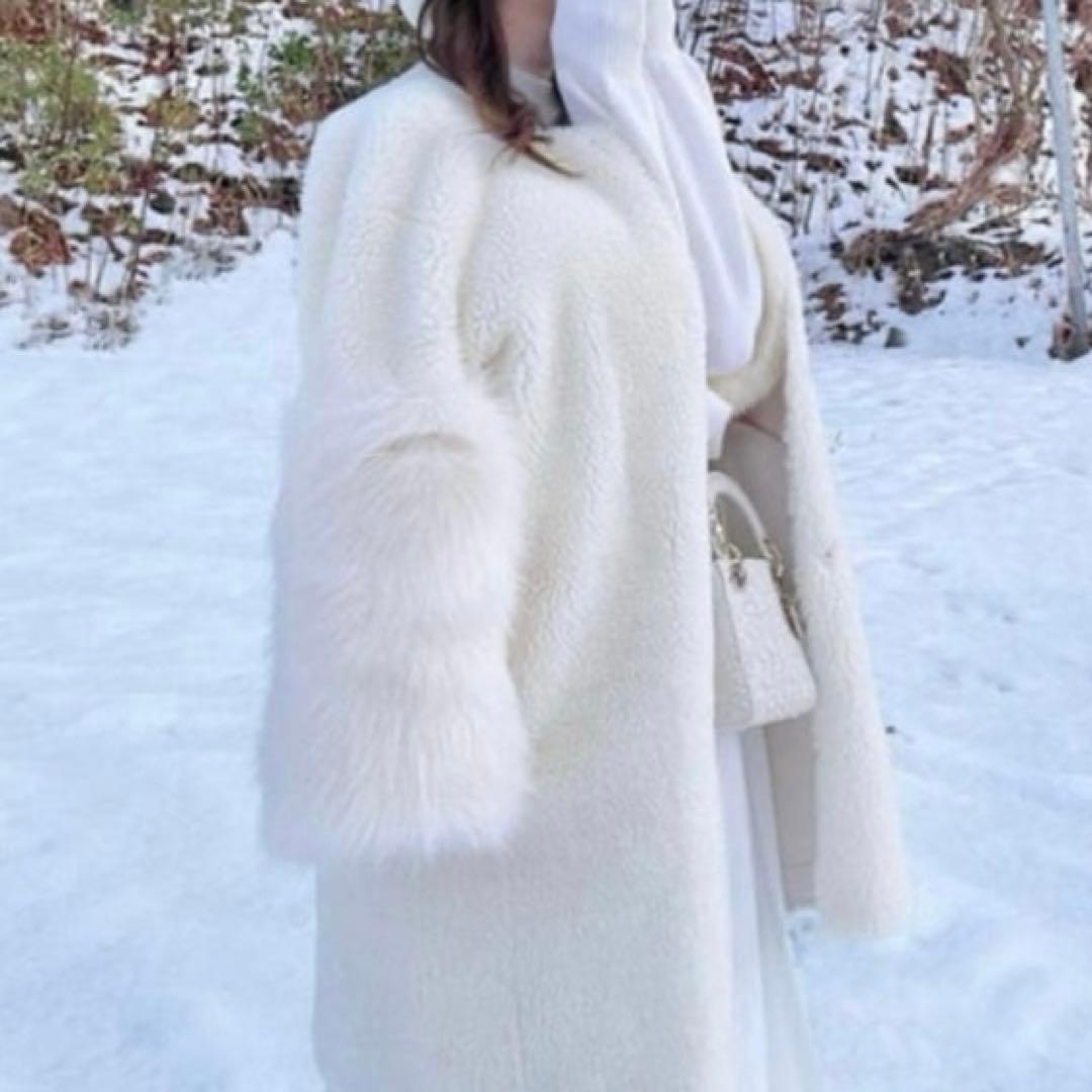 【美品】CELFORD セルフォード 袖ファー付き 2way ボアコート 36