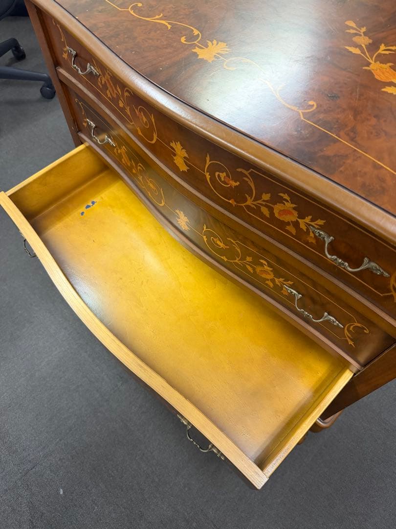 イタリア製 木製4段チェスト 猫脚