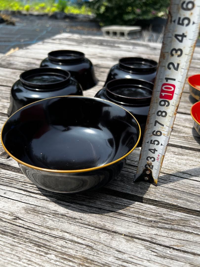 80 能登輪島塗 溜塗蒔絵椀 五三桐紋