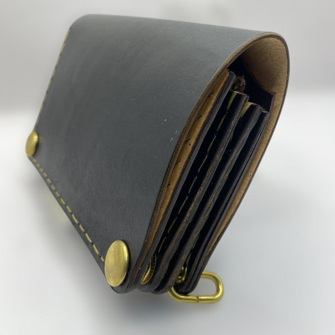 イタリア革 丘染めブラック ミドルトラッカーウォレット BMT0511