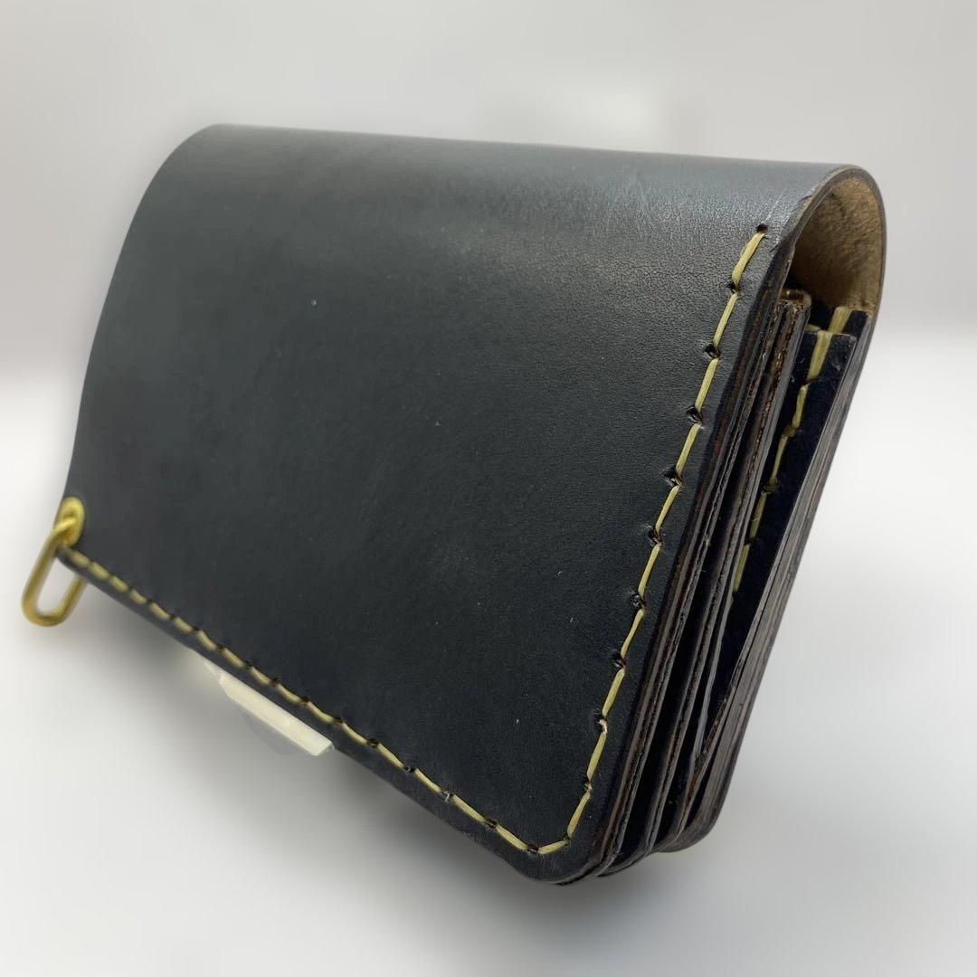 イタリア革 丘染めブラック ミドルトラッカーウォレット BMT0511