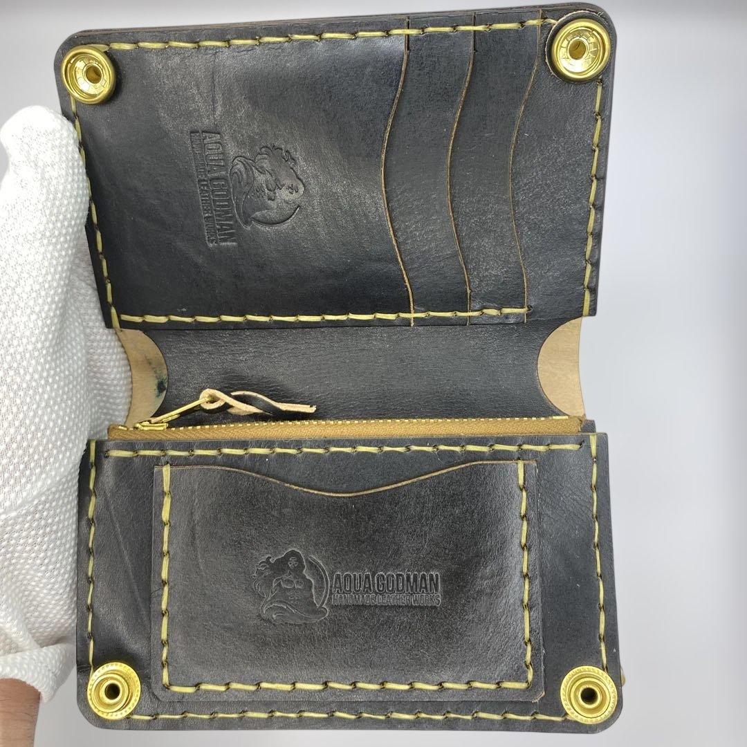 イタリア革 丘染めブラック ミドルトラッカーウォレット BMT0511