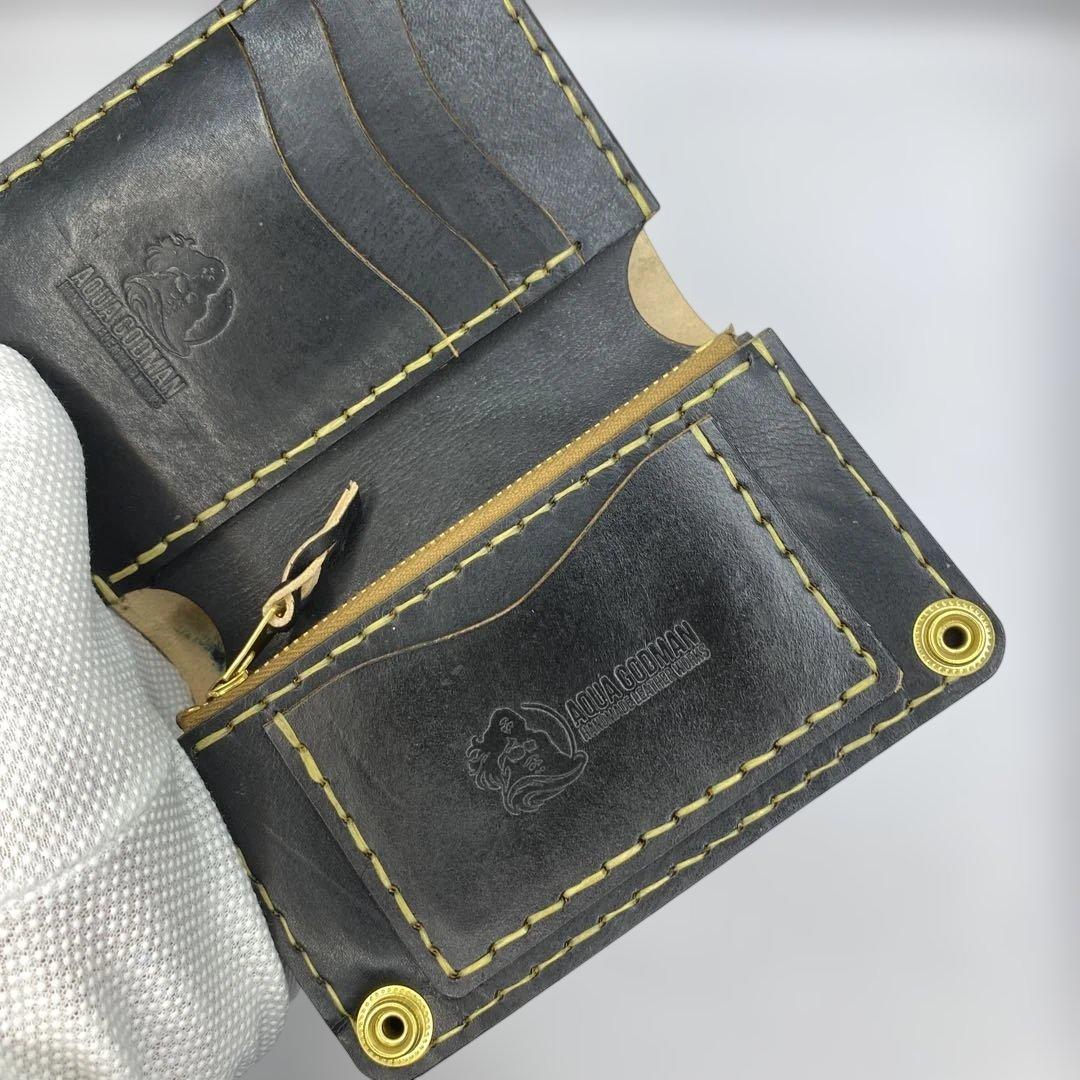 イタリア革 丘染めブラック ミドルトラッカーウォレット BMT0511