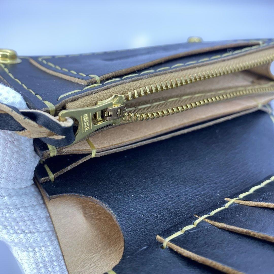 イタリア革 丘染めブラック ミドルトラッカーウォレット BMT0511