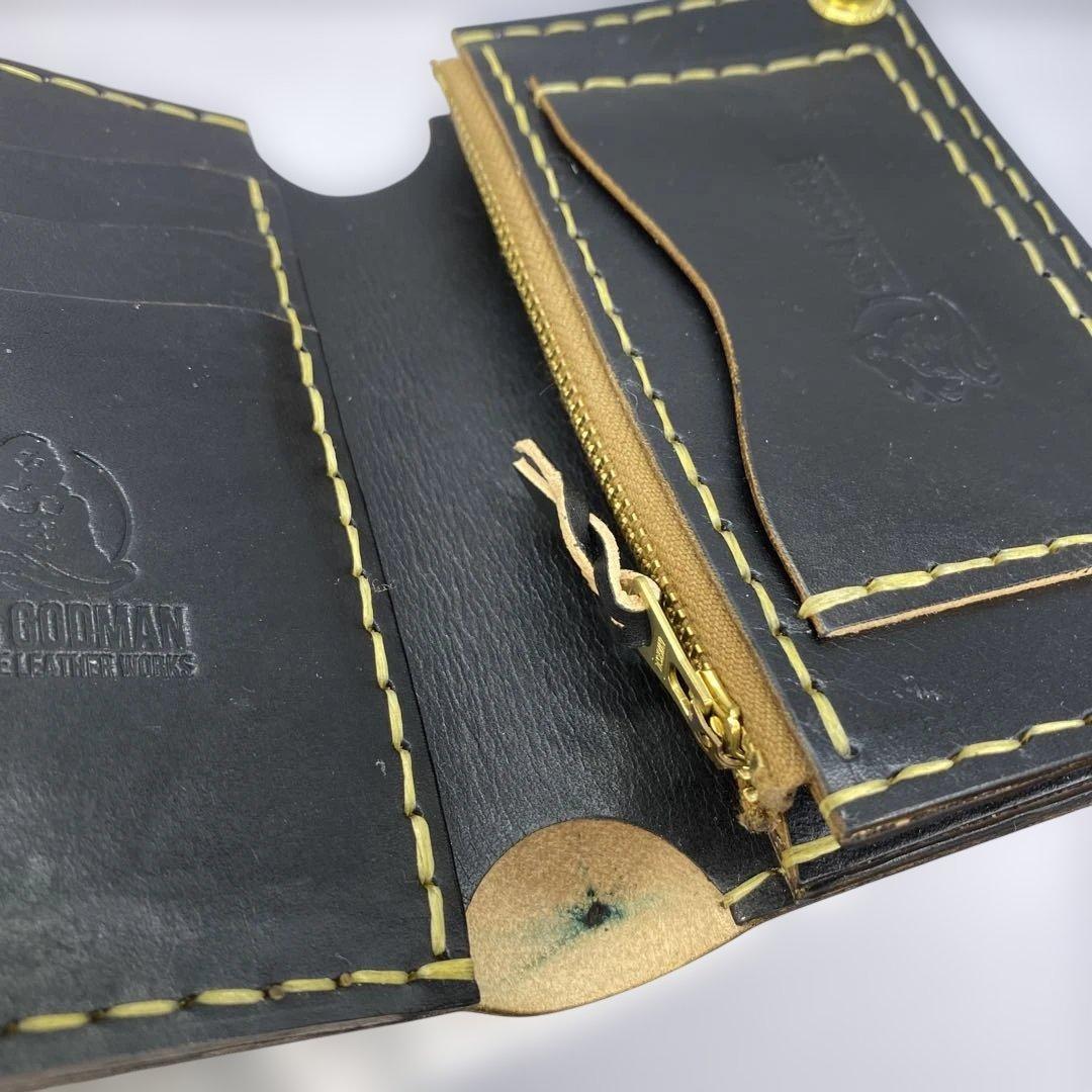 イタリア革 丘染めブラック ミドルトラッカーウォレット BMT0511