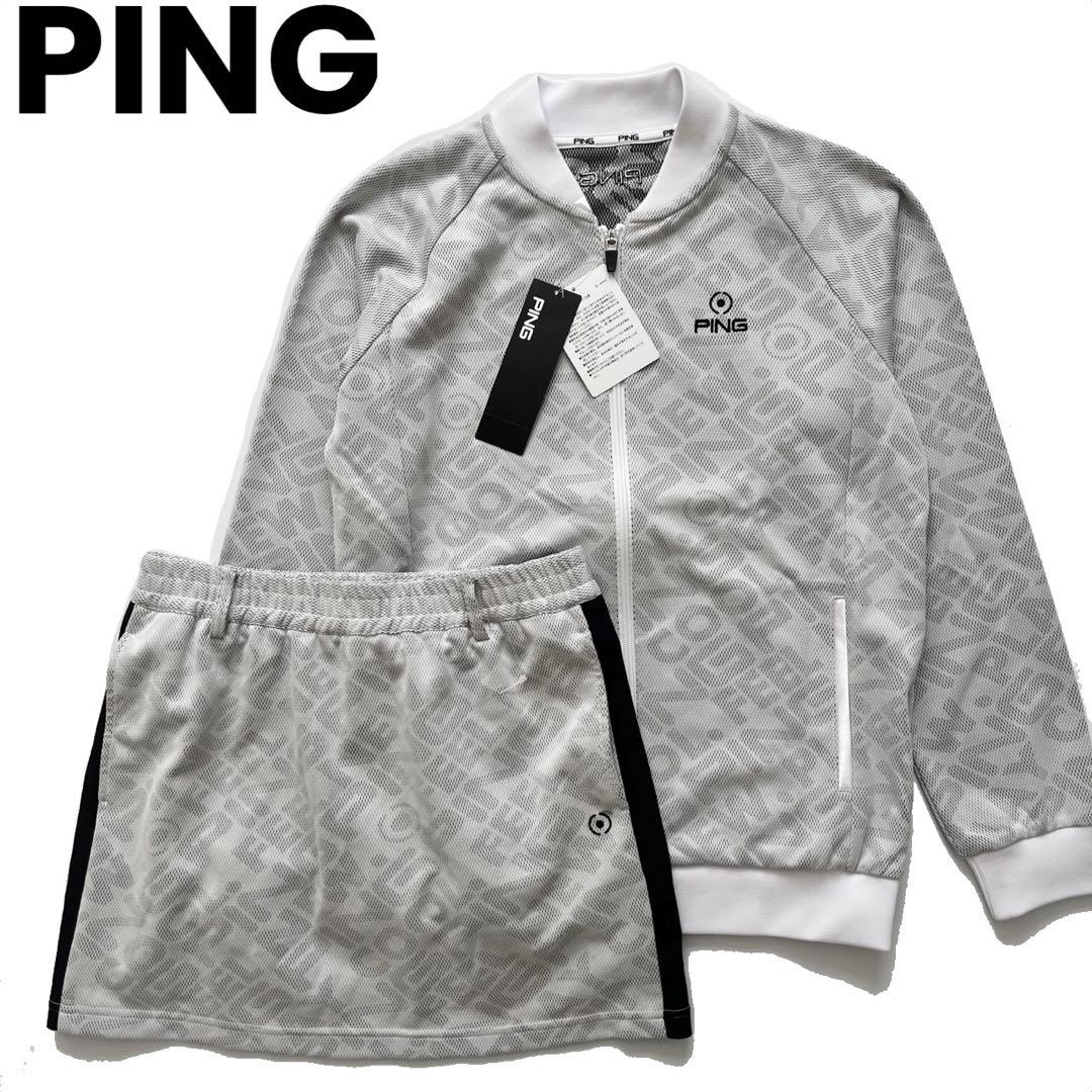 PING ピン　セットアップ　ロゴジャガード　ゴルフ　レディース　M 上下　白黒