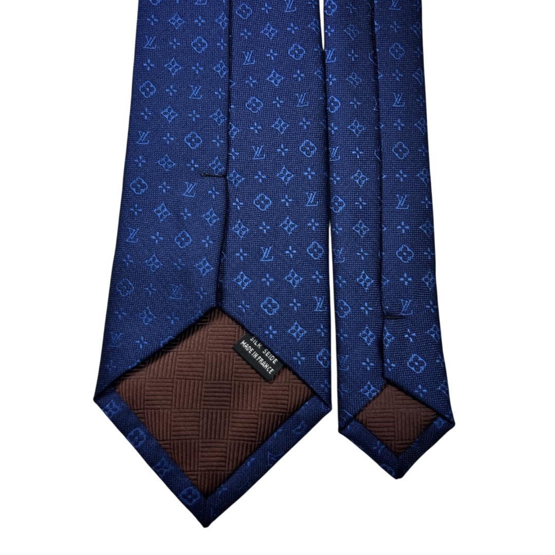 LOUIS VUITTON ネクタイ モノグラム ネイビー シルク LV