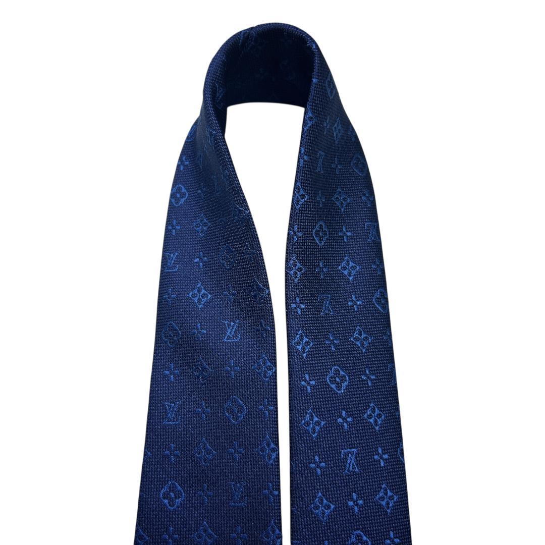 LOUIS VUITTON ネクタイ モノグラム ネイビー シルク LV