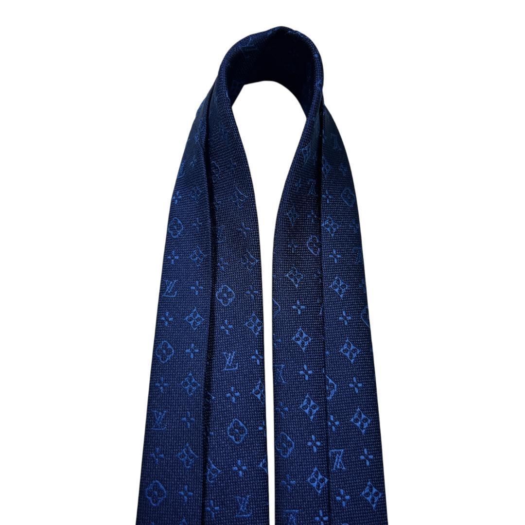 LOUIS VUITTON ネクタイ モノグラム ネイビー シルク LV