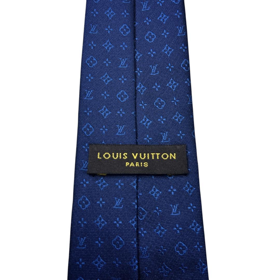 LOUIS VUITTON ネクタイ モノグラム ネイビー シルク LV