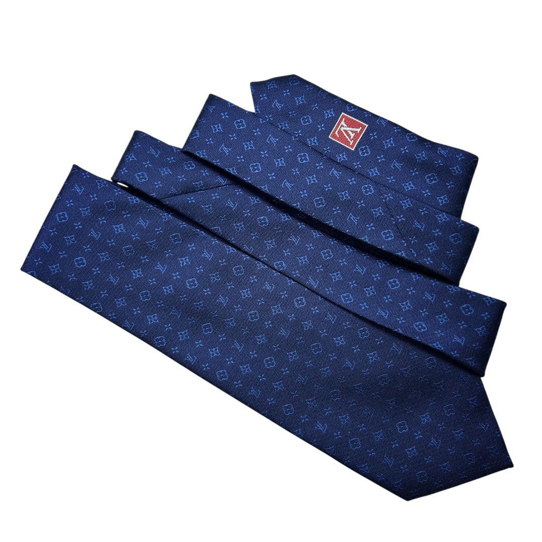 LOUIS VUITTON ネクタイ モノグラム ネイビー シルク LV