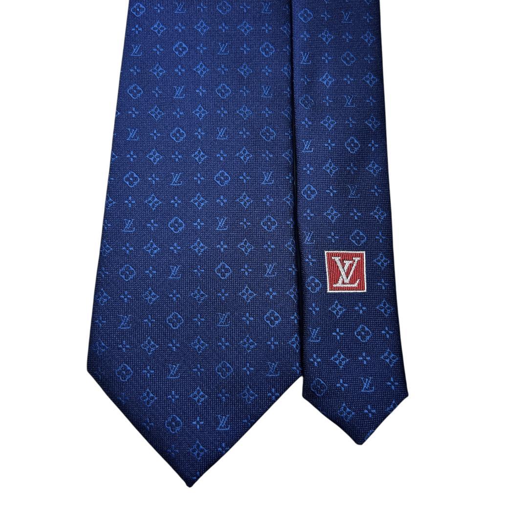 LOUIS VUITTON ネクタイ モノグラム ネイビー シルク LV