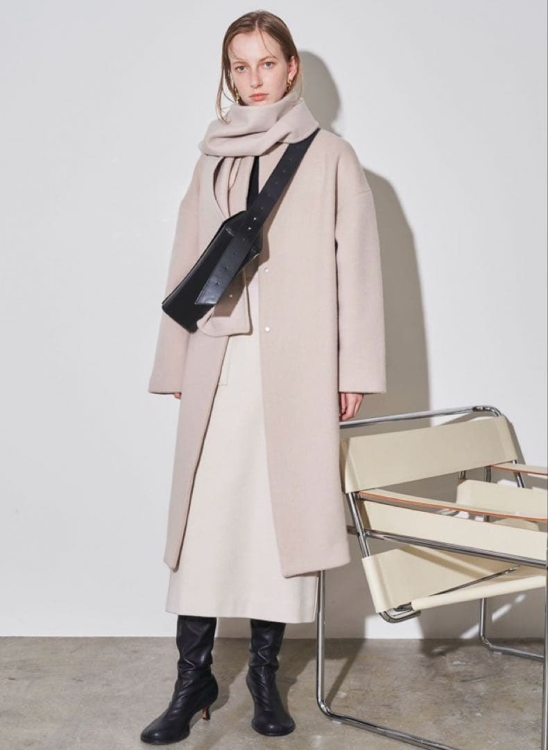 ELENDEEK エレンディーク クルーネックコクーンコート ブラック 02