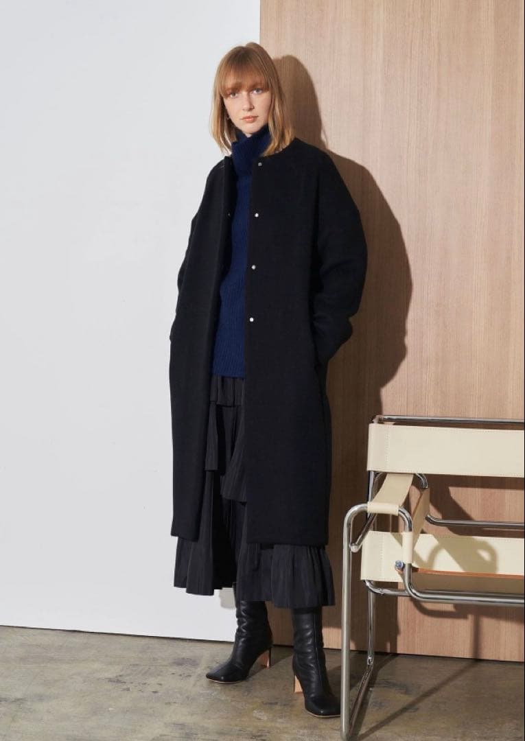 ELENDEEK エレンディーク クルーネックコクーンコート ブラック 02