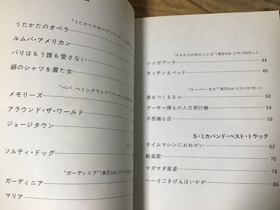 ★楽譜/加藤和彦/サディスティックミカバンド/ベスト/ギター/バンドスコア