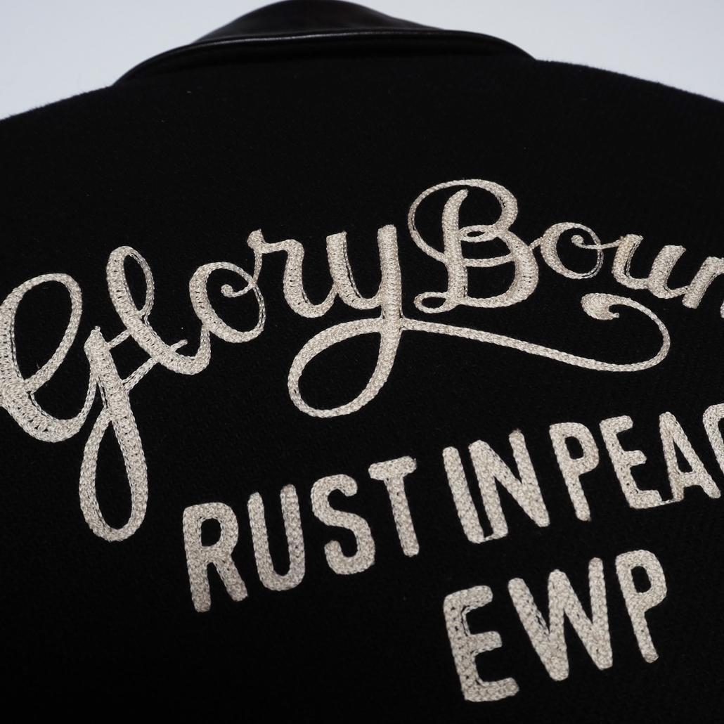 COOTIE PRODUCTIONS 襟付き短丈 袖革スタジャン チェーン刺繍