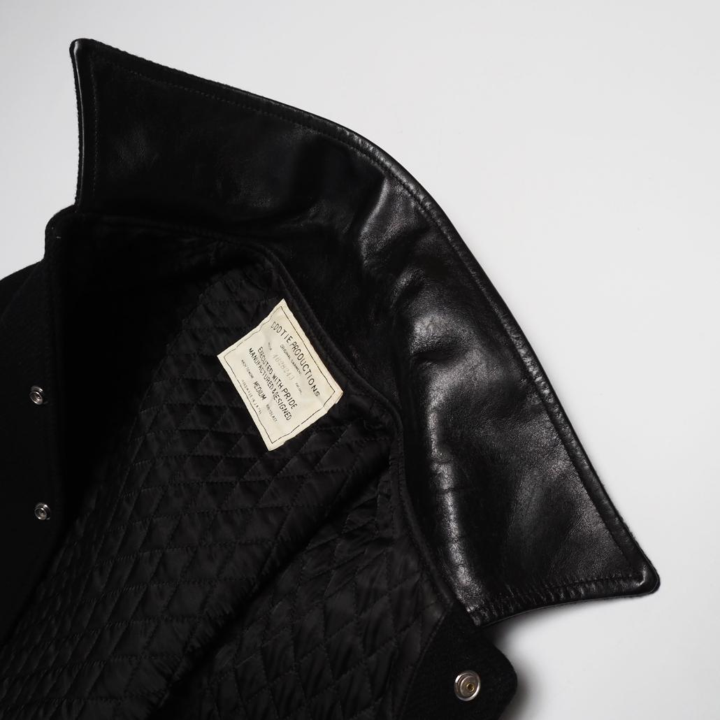 COOTIE PRODUCTIONS 襟付き短丈 袖革スタジャン チェーン刺繍