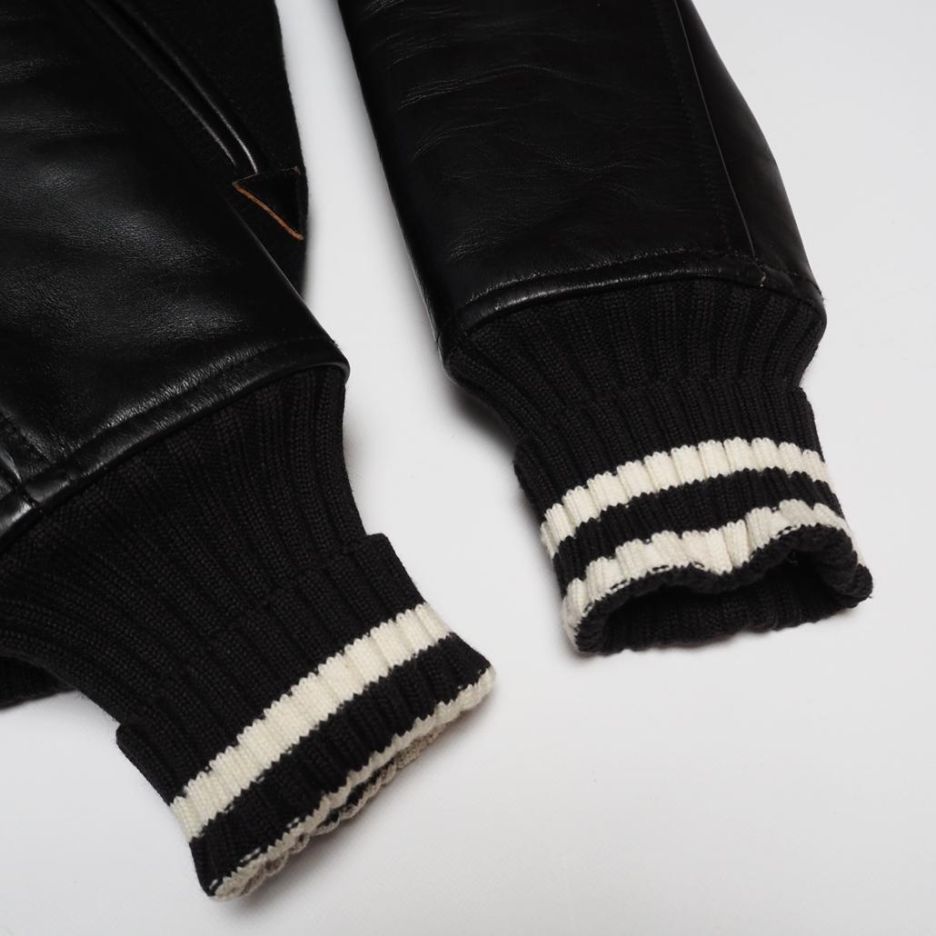 COOTIE PRODUCTIONS 襟付き短丈 袖革スタジャン チェーン刺繍