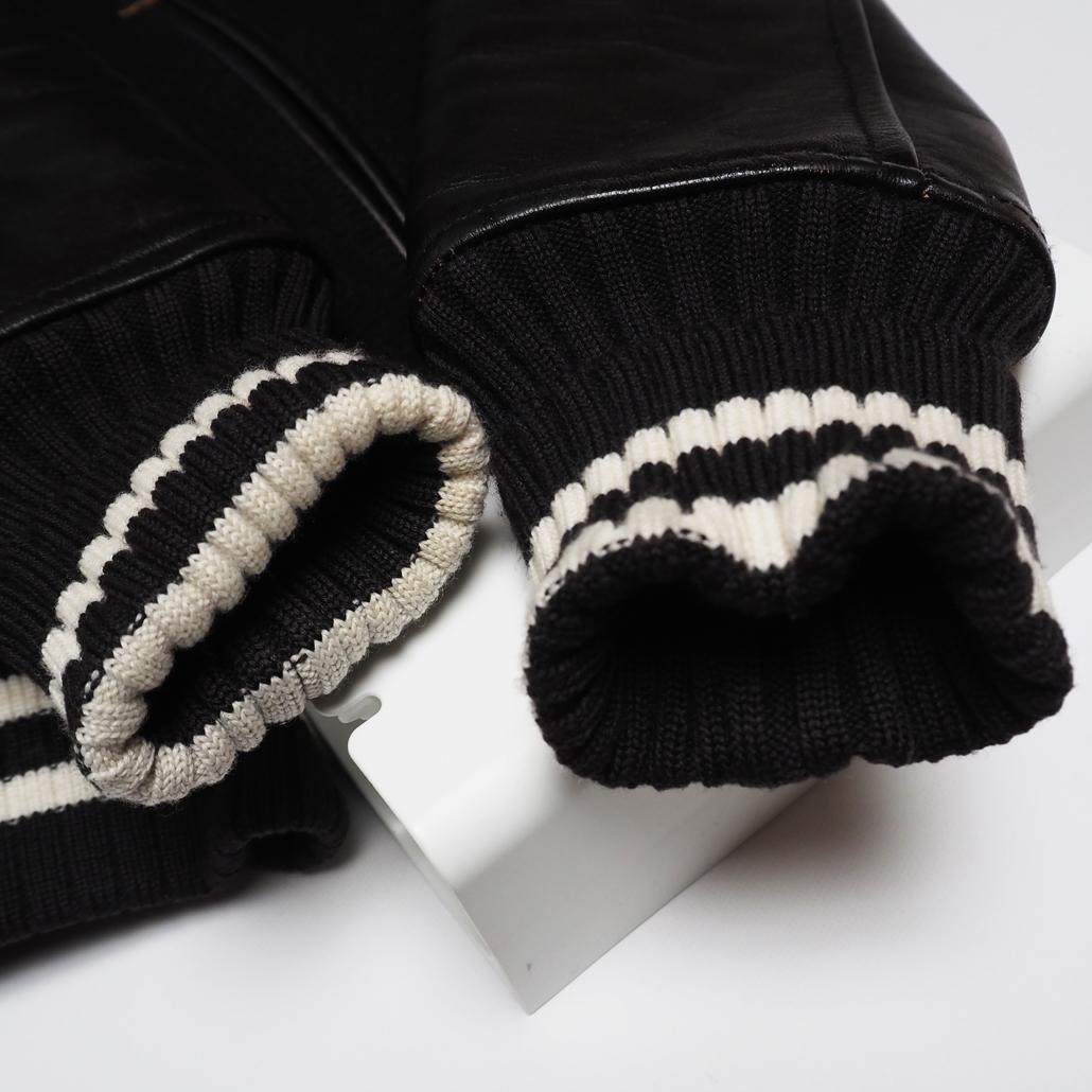 COOTIE PRODUCTIONS 襟付き短丈 袖革スタジャン チェーン刺繍