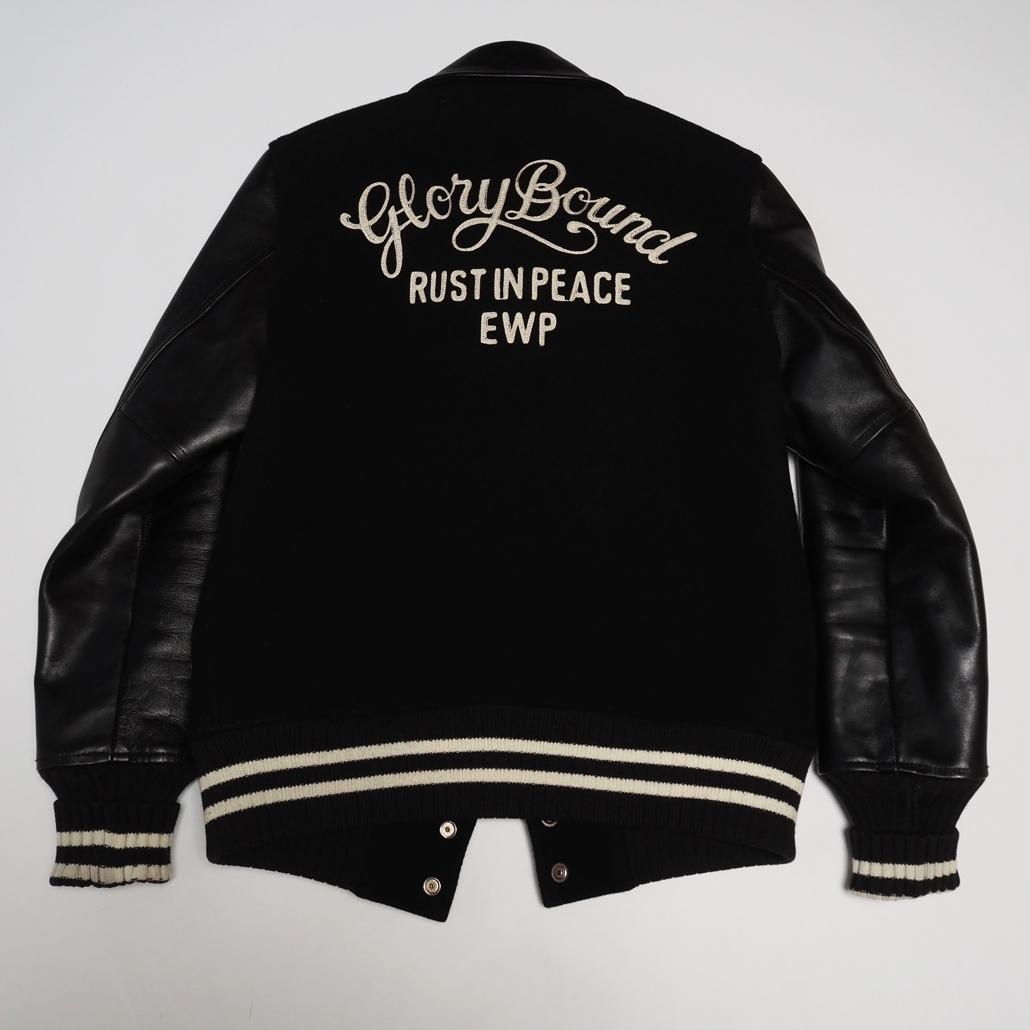 COOTIE PRODUCTIONS 襟付き短丈 袖革スタジャン チェーン刺繍