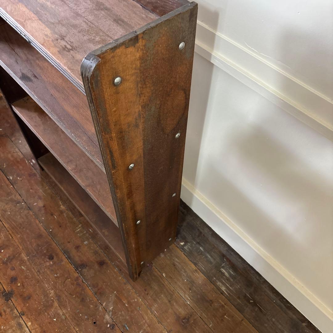 古い組み立て式の本棚　飾り棚　ディスプレイ棚　焦茶　ダークブラウン　木製