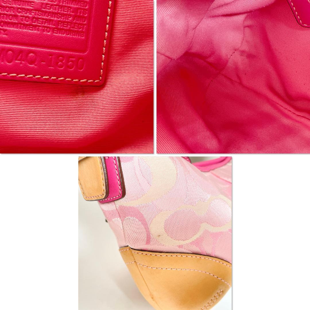 ときめきを運ぶ大人のピンク✨COACH オプティック シグネチャー ホーボー