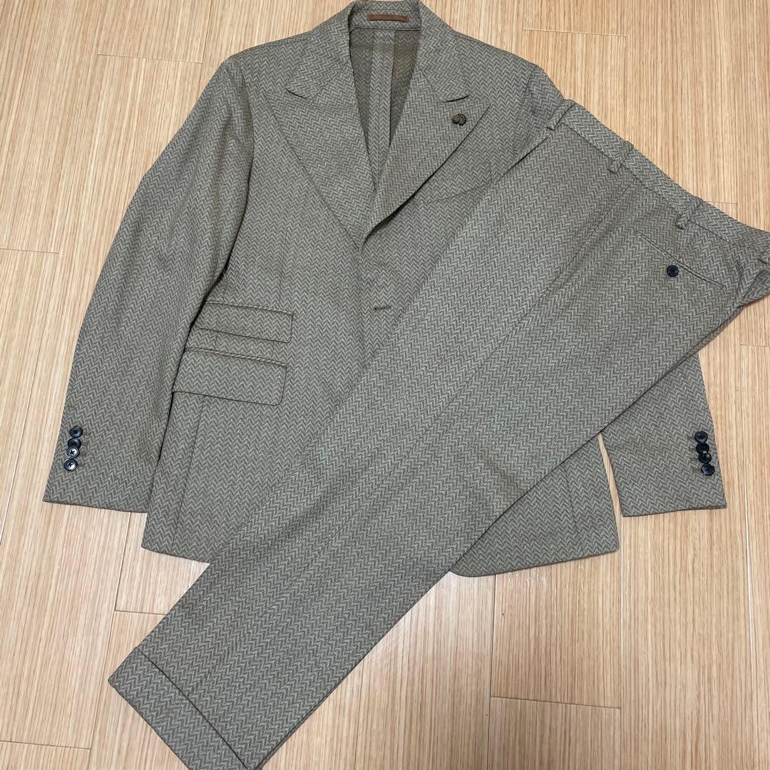 ガブリエレパジーニ　キャメル　ヘリンボーン　スーツ　　50サイズ