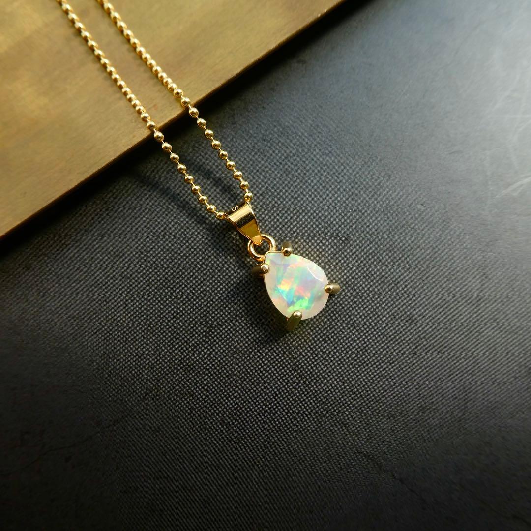 【虹入り】2)宝石質AAAオパールのシンプルネックレス