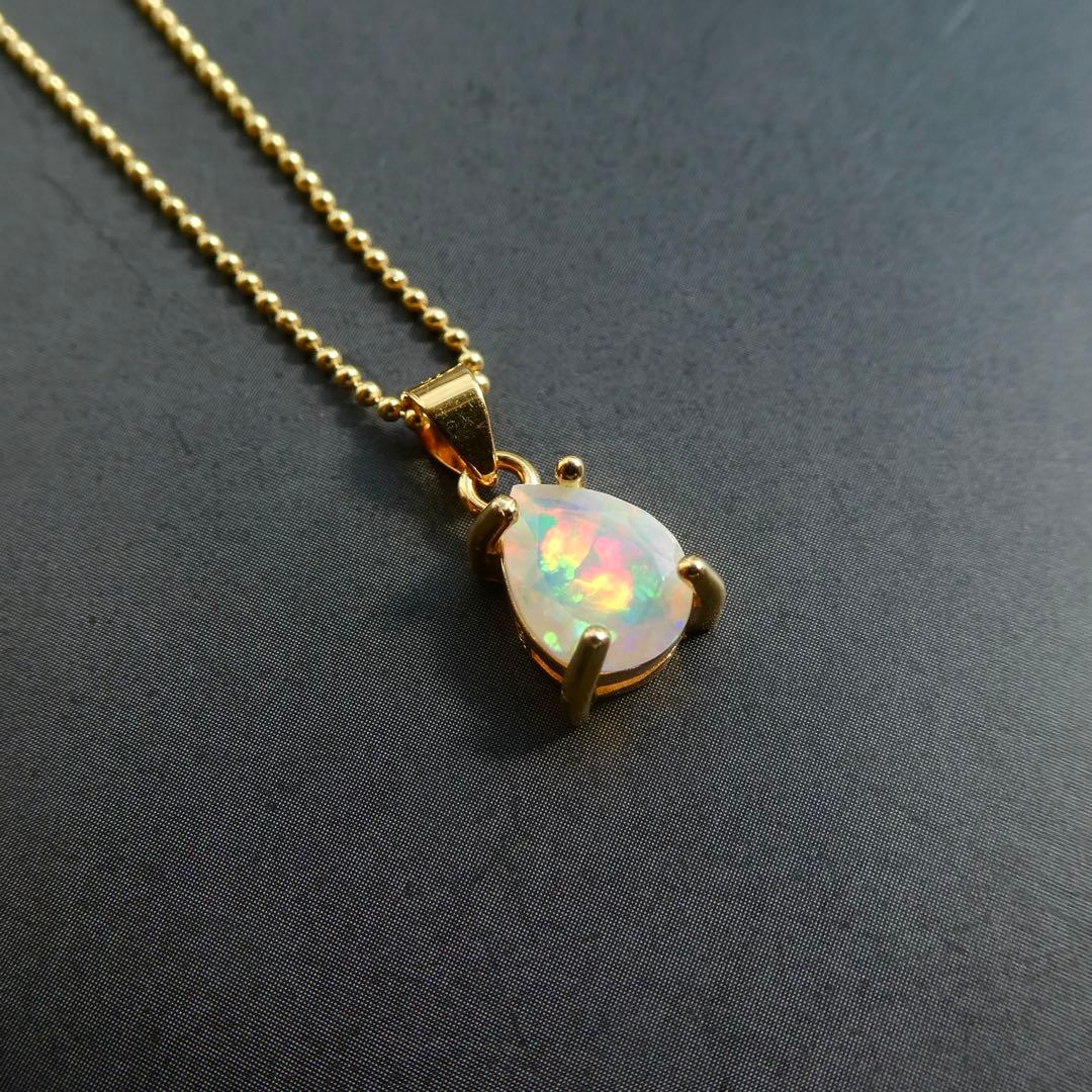 【虹入り】2)宝石質AAAオパールのシンプルネックレス