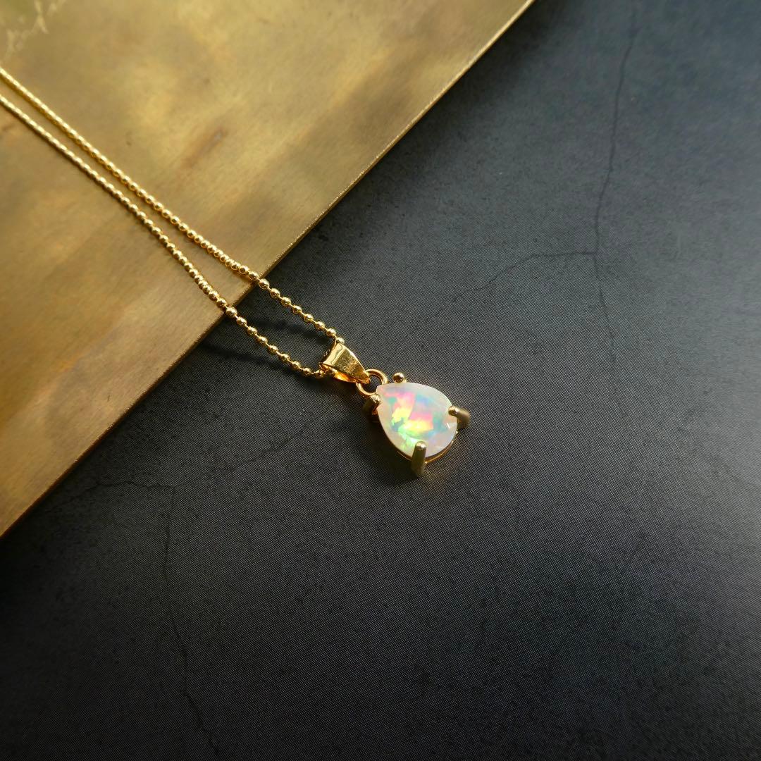【虹入り】2)宝石質AAAオパールのシンプルネックレス