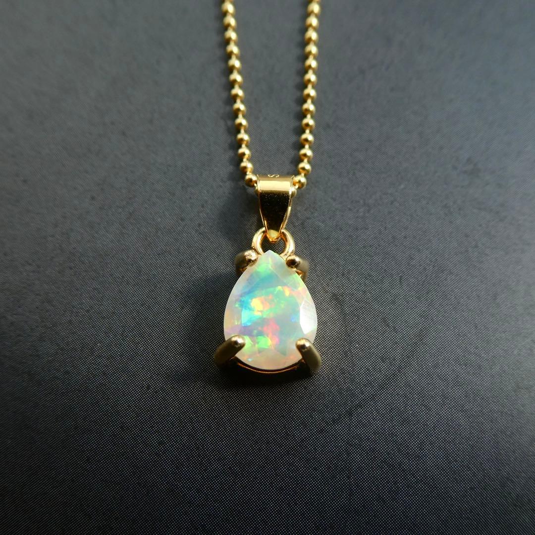 【虹入り】2)宝石質AAAオパールのシンプルネックレス