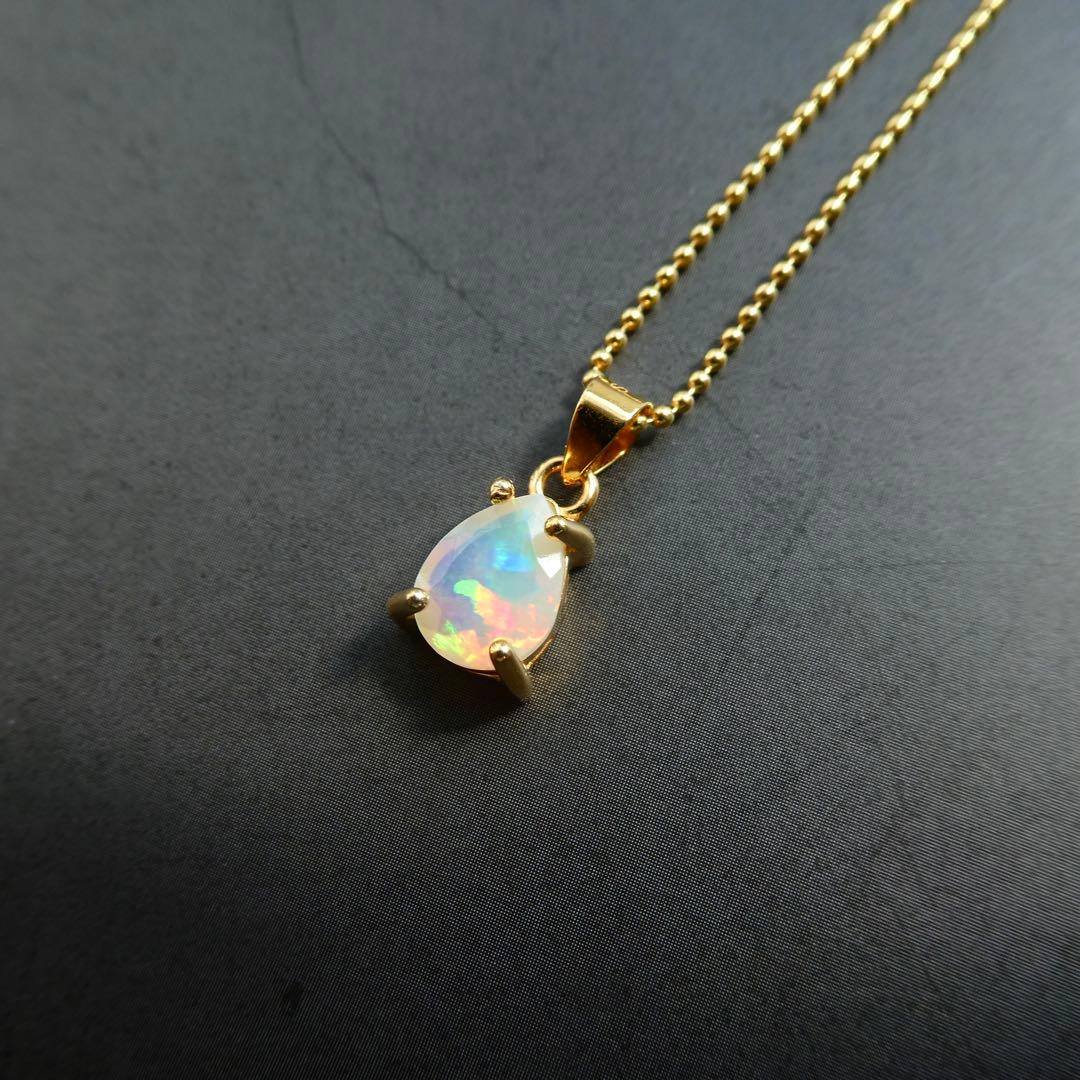【虹入り】2)宝石質AAAオパールのシンプルネックレス