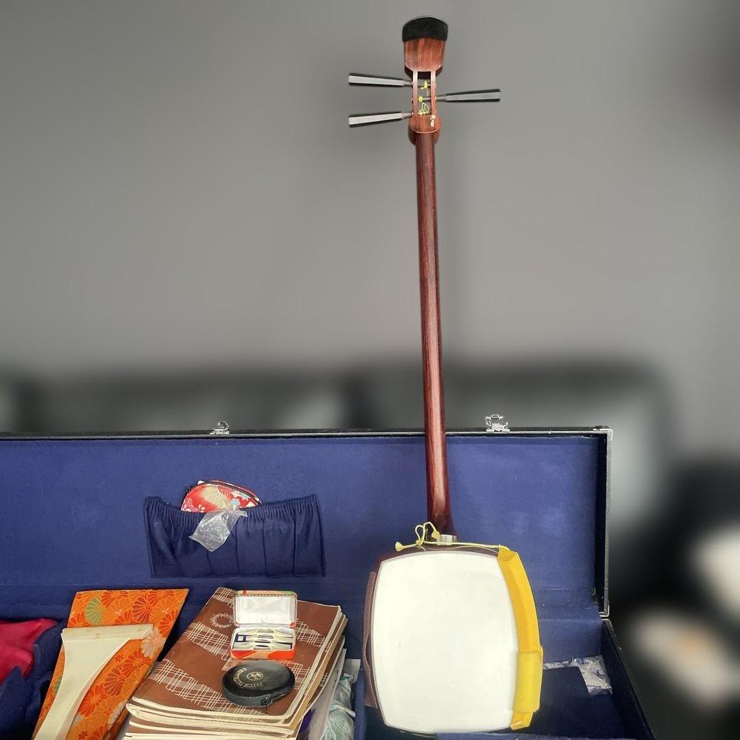 jazzloveyoko三味線　東さわり　紅木　皮やぶれなし　撥付き