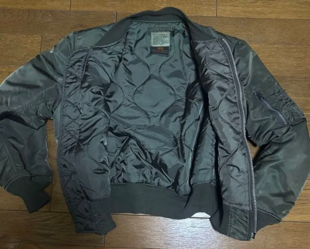 ALPHA 90s USA製 MA-1 カーキ グランドクルー 黒タグ