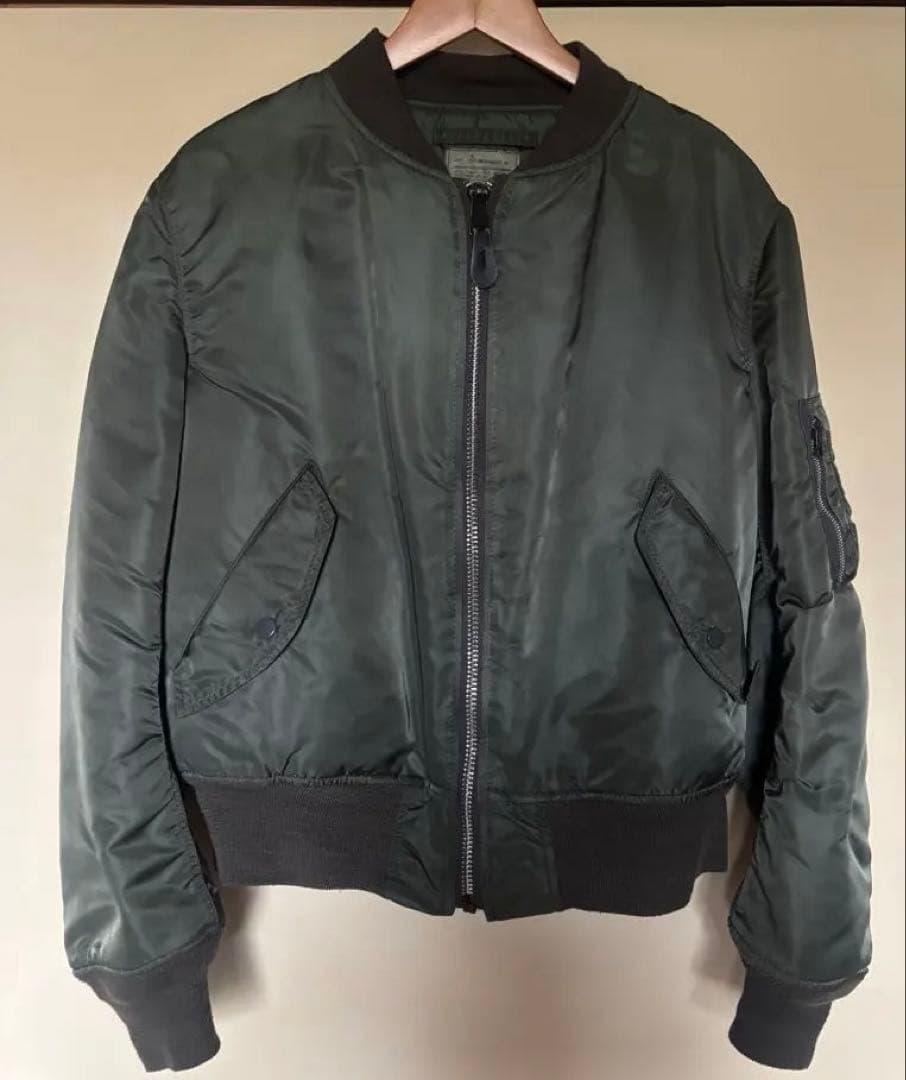 ALPHA 90s USA製 MA-1 カーキ グランドクルー 黒タグ