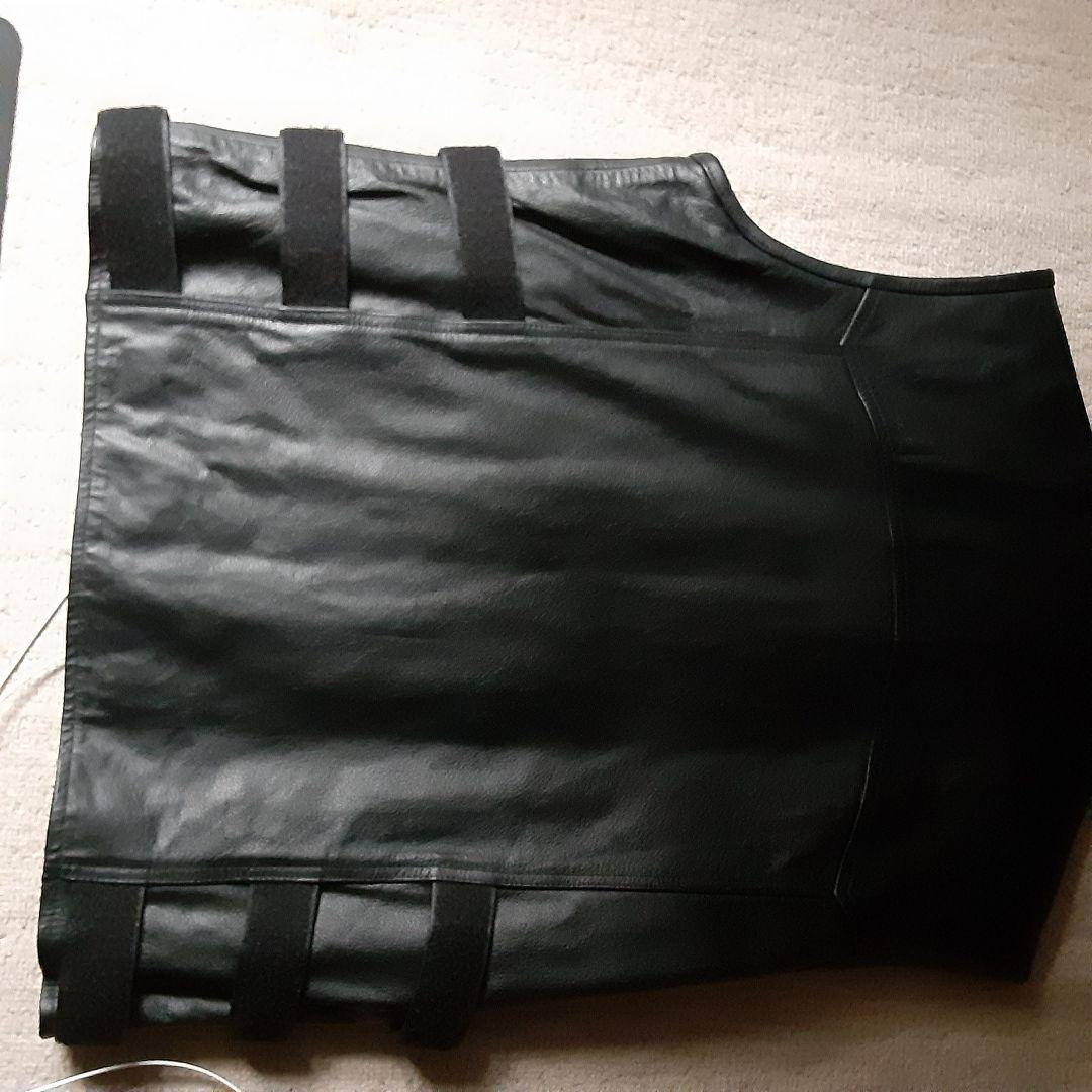 本革 バイク用ベスト 黒