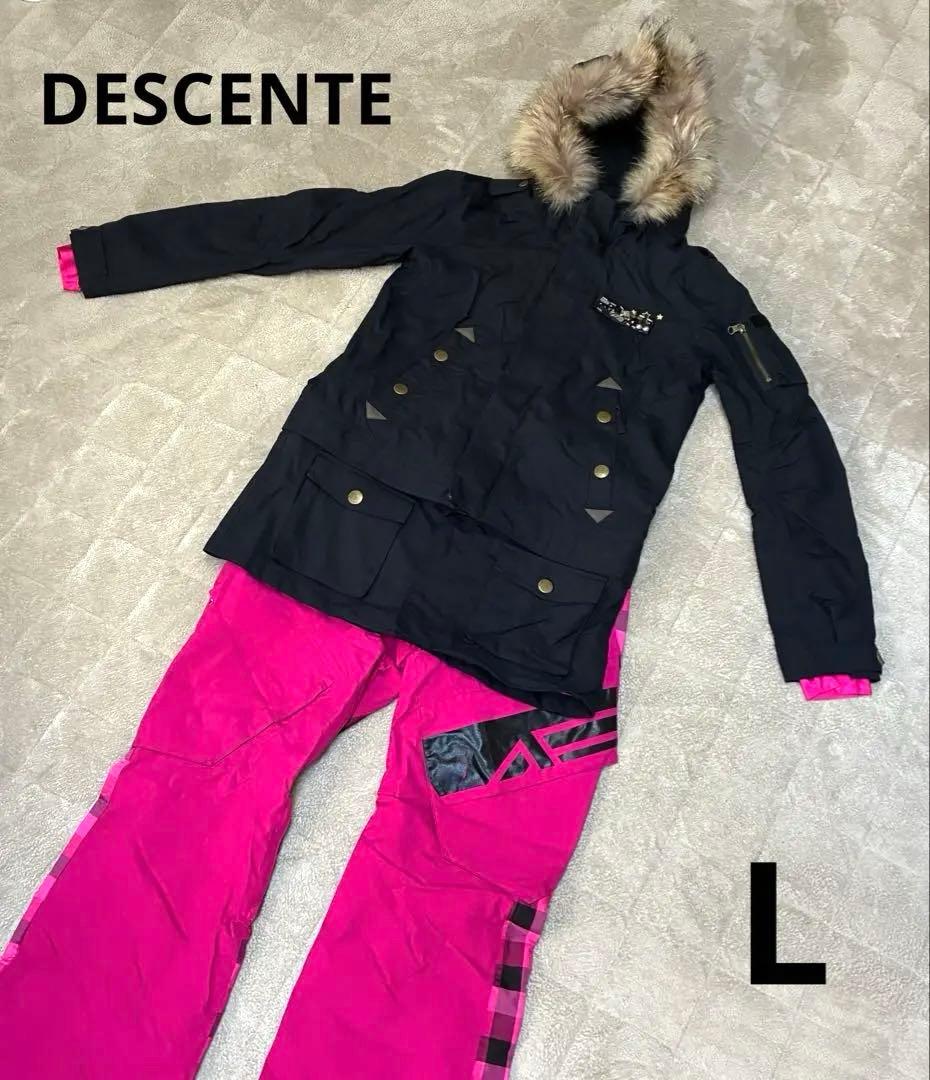 DESCENTE スキーウェア　Lサイズ　ピンク/ブラック