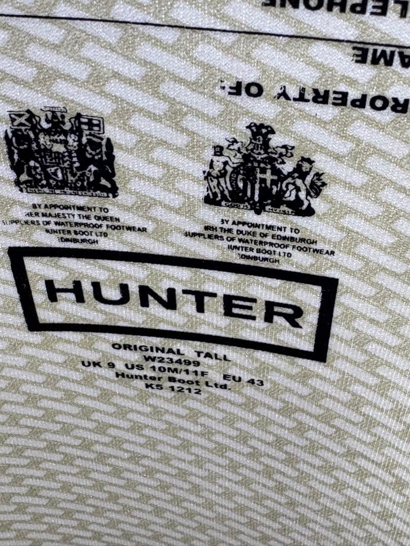 26.5~27㎝☆新品HUNTERレインブーツUK9 ハンターロングブーツ 長靴