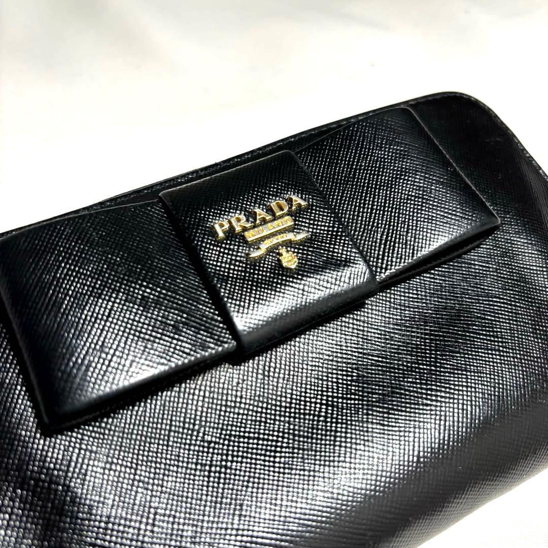ちょこたん　PRADA プラダ◆黒ブラック◆サフィアーノレザー◆長財布
